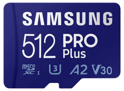 Produktbild von Samsung PRO Plus, 512 GB, MicroSDXC, Klasse 10, UHS-I, 160 MB/s, 120 MB/s