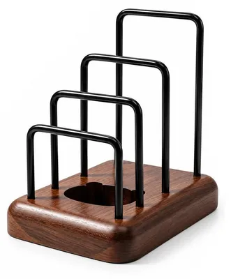 Produktbild von Küchen Organizer aus Walnussholz, Halterung Topfdeckelhalter Schneidebrett Organiser Schneidebrett und Topfdeckelhalter, 3 Fächer