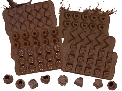 Produktbild von Pralinenformen 6er-Set aus Silikon, verschiedene Formen, BPA frei