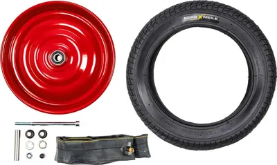 Produktbild von 12 1/2 Zoll Laufrad Scheibenrad Klaufix Handwagen 57-203 Reifen Schlauch AV 45° Rot