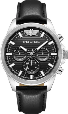 Produktbild von POLICE Herrenuhr Quarzuhr silber / schwarz onesize Herren 45 PEWJF2227810, PEWJF2227811