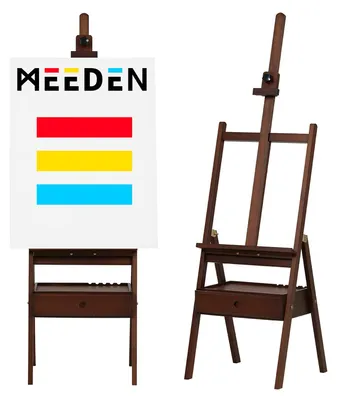 Staffelei mit Schublade, Walnuss, höhenverstellbar, 152-190 cm