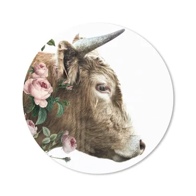 Produktbild von MuchoWow® Mauspad Mousepad Schottischer Highlander - Schottische Kuh - Blumen 40x40 cm - Mousepads - Maus Mat - Pad - Mausunterlage - Schreibtisch Accessoires