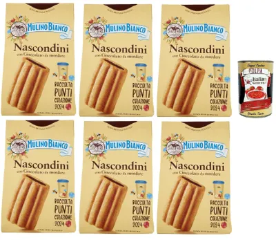 Produktbild von Mulino Bianco Nascondini Shortbread Kekse mit Schokolade zum Anbeißen biscuits cookies, 6x 330 g + Italian gourmet polpa 400g