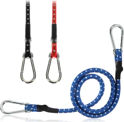 Produktbild von com-four® 3x Gummispanner - Gepäckspanner mit weißen Streifen - Spannseil mit Karabiner Haken - Spanngummis für Fahrrad, Auto, Gepäck
