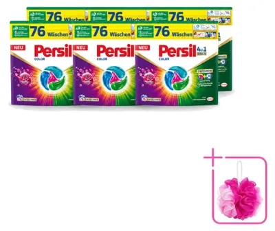 Produktbild von 6 x Persil Discs Color 4-in-1 Waschmittel - 76 Kapseln - Sparpackung - 6 Stücke