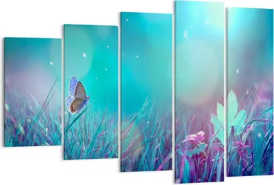 Produktbild von Bild auf Leinwand - Leinwandbild - Schmetterling Wiese Blume - 150x100cm - Wand Bild - Wanddeko - Leinwanddruck - Bilder - Kunstdruck - Wanddekoration - Leinwand bilder - Wandkunst - EG150x100-4077