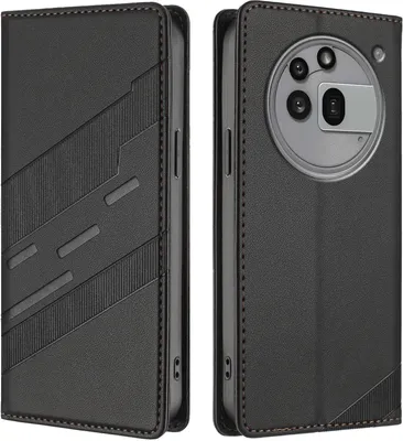 Produktbild von Hülle für Nothing Phone 3a Pro, Kunstleder Brieftaschen Handyhülle mit Kartenfach und Standfunktion Schwarz