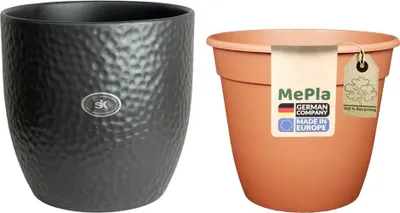 Produktbild von MePla - Set - Übertopf Boston ø21 - Anthrazit-matt + Pflanztopf ø20