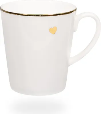 Produktbild von tea4chill Könitz Kaffeetasse Golden Heart. Teetasse 500ml Fine Bone China Porzellan. Design elegant