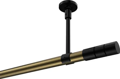 Produktbild von Interdeco Gardinenstange / Vorhangstange Messing Antik / Schwarz, Typ Sonette Elanto (Rillenzylinder) ohne Ringe, Deckenmontage, 20 mm Ø 1-läufig, 260 cm