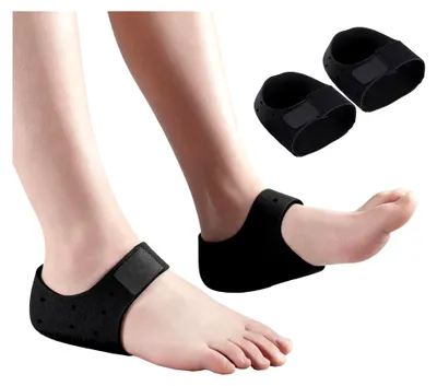 Produktbild von Gel-Fersenkappen für Damen und Herren zur Linderung von Plantarfasziitis, atmungsaktiv und bequem (Schwarz, S)