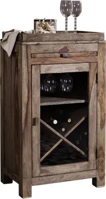 Image de MASSIVMOEBEL24 | Étagère à vin 60x40 Palissandre huilé Gris taupe NATURE GREY #94