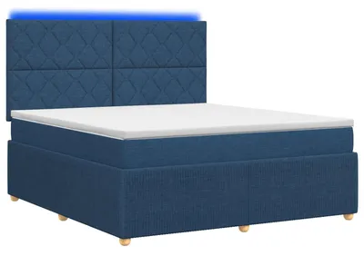 Immagine prodotto di Letto boxspring LED con materasso blu 140 x 190 cm Tessuto