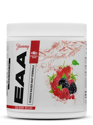 Obrázok produktu pre Yummy EAA - 400g : Red Berry Splash I prášok I esenciálne aminokyseliny I optimalizovaný aminokyselinový matrix I MAP formula I zásobovanie svalov I budovanie svalov I optimalizovaná chuť I optimálna rozpustnosť I vegánsky I bezlepkový