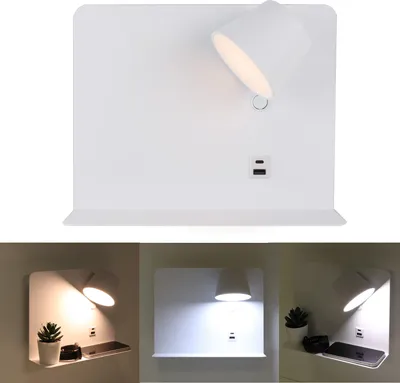 Obrázok produktu pre 6 W nastaviteľné nástenné svietidlo s funkciou nabíjania cez USB a typ C, 2700 K - 6000 K, biele, čipy Osram, ovládač KEGU