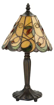 Obrázek produktu pro Stolní lampa s květinovým motivem JAMELIA, vícebarevná, černá, 1xE14x15W, sklo, rozměry: 36,5x20x20 cm, IP20, Tiffany