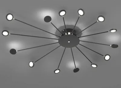 Produktbild von Schwenkbare große flache LED Deckenlampe in Schwarz dimmbar- Lampen für den Flur