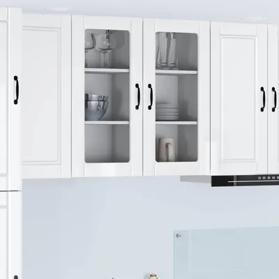 Produktbild von vidaXL Wandglas-Schrank PORTO 2 stk. Hochglanz Weiß Holzwerkstoff