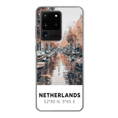 Produktbild von MuchoWow® Handyhülle Schutzhülle Hülle für Samsung Galaxy S20 Ultra Niederlande - Amsterdam - Gracht - Herbst Silikon Softcase Handy Hülle - Karteninhaber