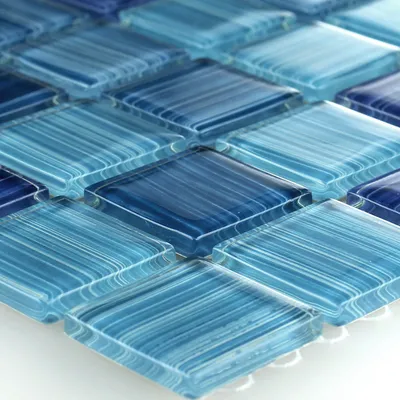 Produktbild von Glasmosaik Fliesen Lafayette Blau Gestreift
