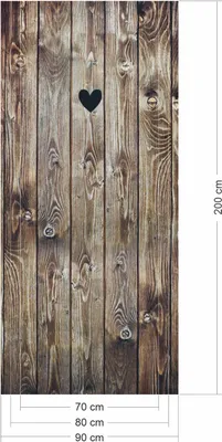 Produktbild von selbstklebendes Türbild - Holztür Herz 0,9 x 2 m - Türtapete Türposter Klebefolie Dekorfolie