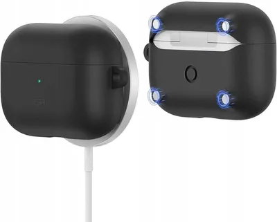 Produktbild von ESR Silikon Hülle für AirPods Pro 1 mit MagSafe und Haken Schwarz