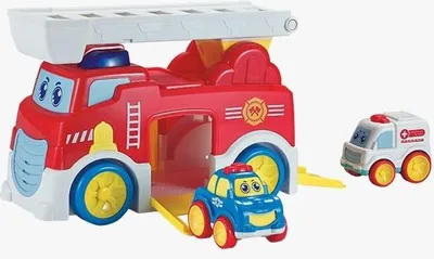 Obrázek produktu pro Dětské třecí hasičské auto se 2 světelnými a zvukovými vozidly.