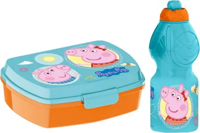 Produktbild von Peppa Pig 2 tlg. Set Trinkflasche + Brotdose Brotbüchse Lunchbox Vesperbox