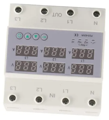 3-Phasen DIN-Schienen Voltmeter, AC230-300V, 40A, 35mm