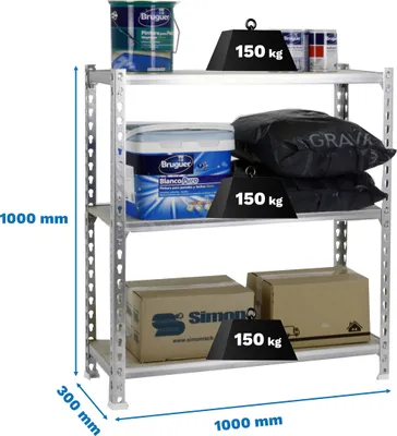 Obrázok produktu pre MADERCLICK PLUS 3/300 1000 GALVA/MADEIRA metalická prateleira