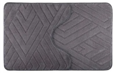 Imagen del producto de Juego de dos alfombras para baño de poliéster, color gris oscuro, antideslizantes, de 50x80 cm y 50x50 cm