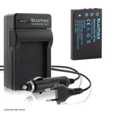 Produktbild von 1x Akku + Lader für Fuji NP-60 Fujifilm Finepix F601,  M603 1200 mAh (3,7V)