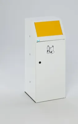 Produktbild von Robuster Wertstoffsammler mit Fronttür & Inneneinsatz | 90 Liter, HxBxT 105x40x40,5cm | Verzinkter Stahl | Gelb