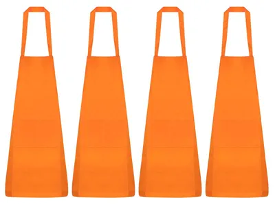 4er-Set Schürzen, 75x65 cm, Polyester, 2 Taschen, Orange