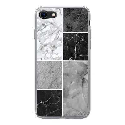 Produktbild von MuchoWow® Handyhülle Schutzhülle Hülle für iPhone SE 2022 Marmor - Schwarz - Weiß Silikon Softcase Handy Hülle - Schutzhülle