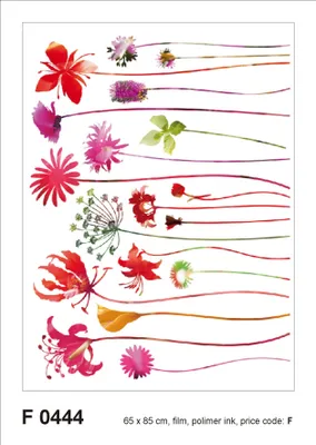 Immagine prodotto di Sanders & Sanders adesivo da parete fiori rosso, verde e viola 85 x 65 cm