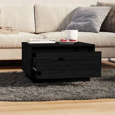 Produktbild von The Living Store Couchtisch Schwarz 55x56x32 cm Massivholz Kiefer