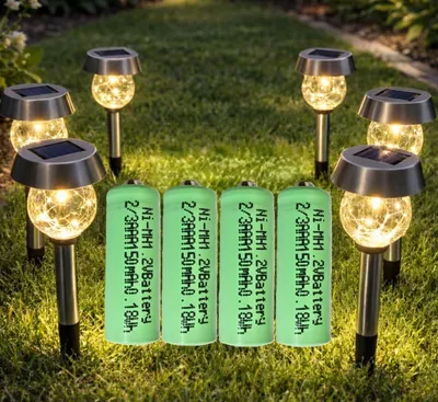 Produktbild von 4 Stück LogiCell Wiederaufladbare 2/3AAA NI-MH-Akku 150mAh, 1,2V für Solarprodukte Solar Batterie, Außen-Solarleuchte Solarlampen Lichterketten Akku