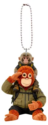 Produktbild von Affen-Schlüsselanhänger, niedlicher Baby-Affe aus Acryl, 2D-Affe mit Plüschtier, Anhänger zum Aufhängen an Rucksack, Handtasche und Autoschlüssel