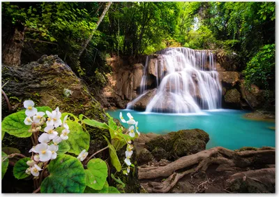 Produktbild von Tulup® Leinwandbild - 100x70 cm - Wandkunst - Drucke auf Leinwand - Leinwanddruck  - Landschaften - Grün - Wasserfall Thailand