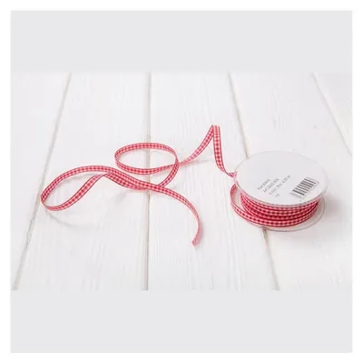 Produktbild von 1 Rolle rot-weiß kariertes bayerisches Vichy Karo-Band Geschenkband Bastelband Dekoband Zierband 20 Metern - 10 mm! Bayern-Deko Karomuster Verpackung Geschenke Weihnachten weihnachtlich