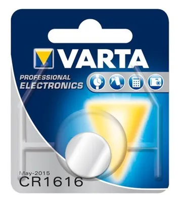 A VARTA CR1616 battery in its retail packaging.