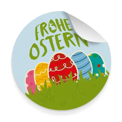 Produktbild von 5x große Sticker Aufkleber Frohe Ostern bunt rund 9,5 cm