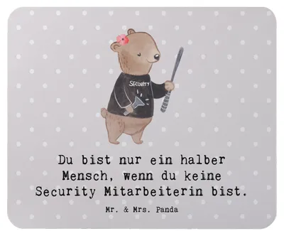 Produktbild von Mr. & Mrs. Panda Mouse Pad Security Mitarbeiterin Herz - Grau Pastell - Geschenk, Mauspad, mousematte, laptop mousepad