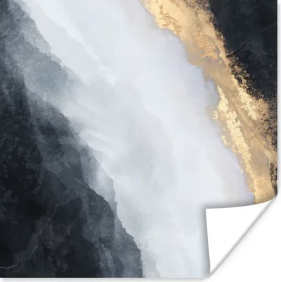 Produktbild von MuchoWow® Poster Abstrakt - Farbe - Gold - Schwarz - Marmor 75x75 cm - Wand Dekoration