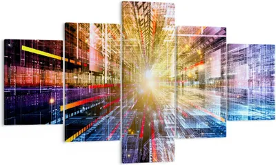 Produktbild von Bild auf Leinwand - Leinwandbild - Grafik Computer Raum Geometrie - 125x70cm - Wand Bild - Wanddeko - Leinwanddruck - Bilder - Kunstdruck - Wanddekoration - Leinwand bilder - Wandkunst - EA125x70-2350