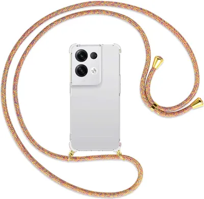 Produktbild von Handykette Backcover-Schutzhülle mit Band (Metall goldfarben) für Oppo Reno8 Pro 5G (6.62'') - Rainbow