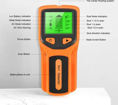 Image de HW430 5 in 1 Stud Detector Wall Scanner Digital Handheld Professional Multifunction Wall Detector Live Wires Cable Metal Finder Scanner