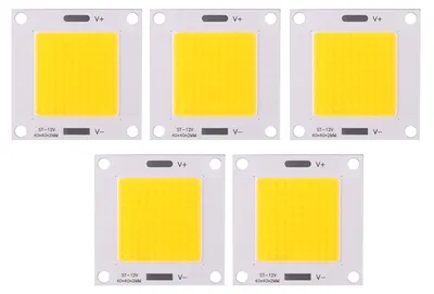 Immagine prodotto di Kit di 5 LED COB ad alta potenza da 50 W, con chip integrato, per la realizzazione di lampadine e fari fai-da-te (luce calda)